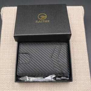 Carbon Fiber Style Front Pocket Wallet With Clip B1087